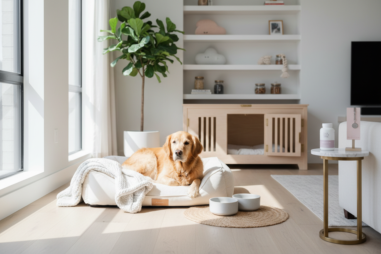 Elegant dog in modern setting